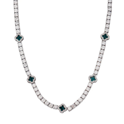 Vault592™ Iced Out Clover Tennis Chain & Bracelet Set – Bold, Stylish & Unique