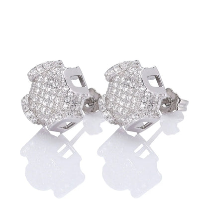 Vault592™ Brass Cubic Zirconia Geometric Earrings – Bold, Unique Timeless