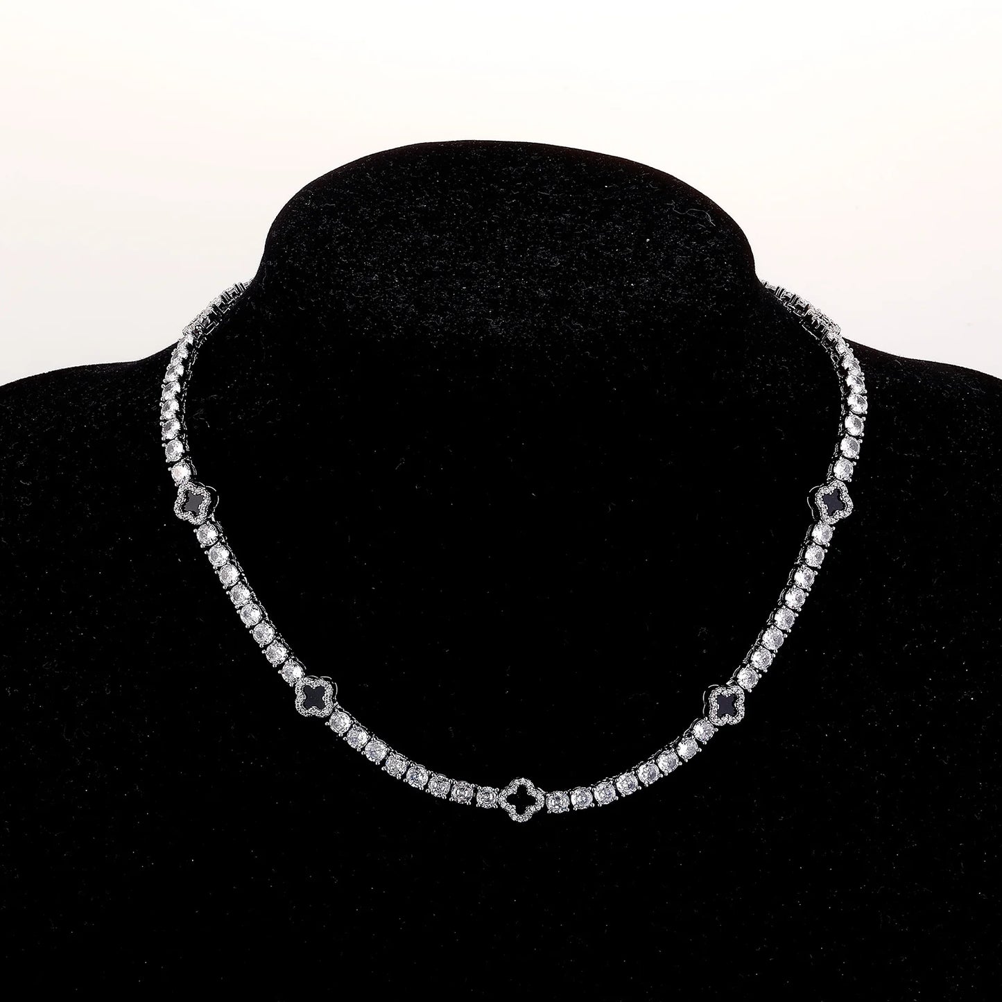 Vault592™ Iced Out Clover Tennis Chain & Bracelet Set – Bold, Stylish & Unique