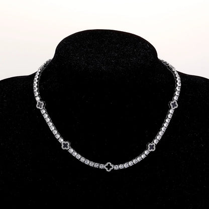 Vault592™ Iced Out Clover Tennis Chain & Bracelet Set – Bold, Stylish & Unique