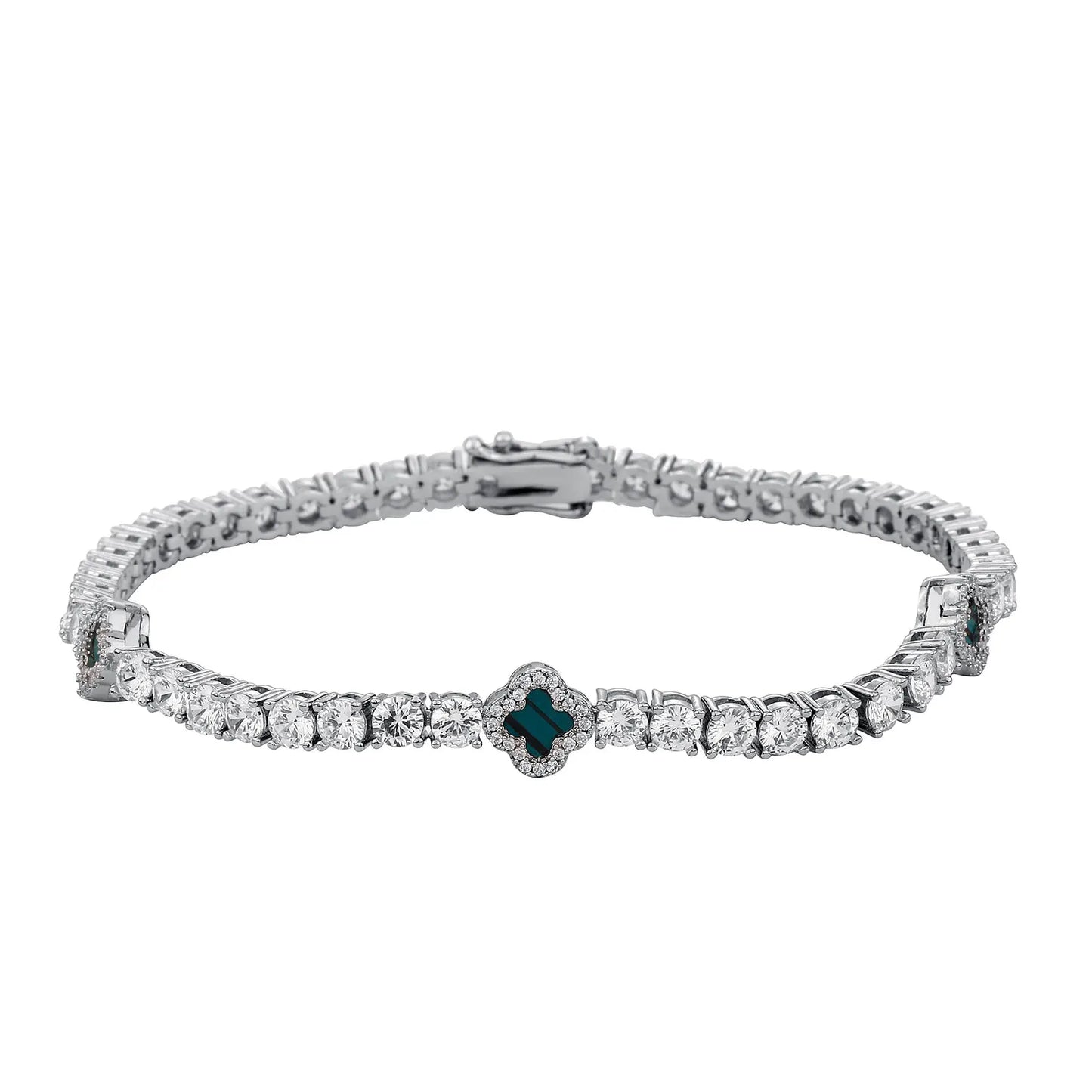 Vault592™ Iced Out Clover Tennis Chain & Bracelet Set – Bold, Stylish & Unique