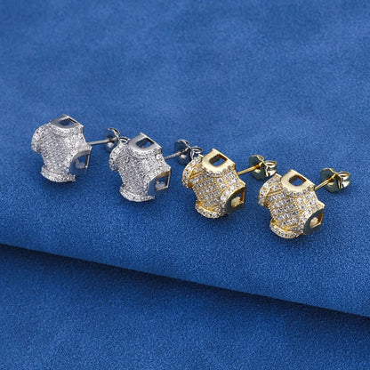 Vault592™ Brass Cubic Zirconia Geometric Earrings – Bold, Unique Timeless