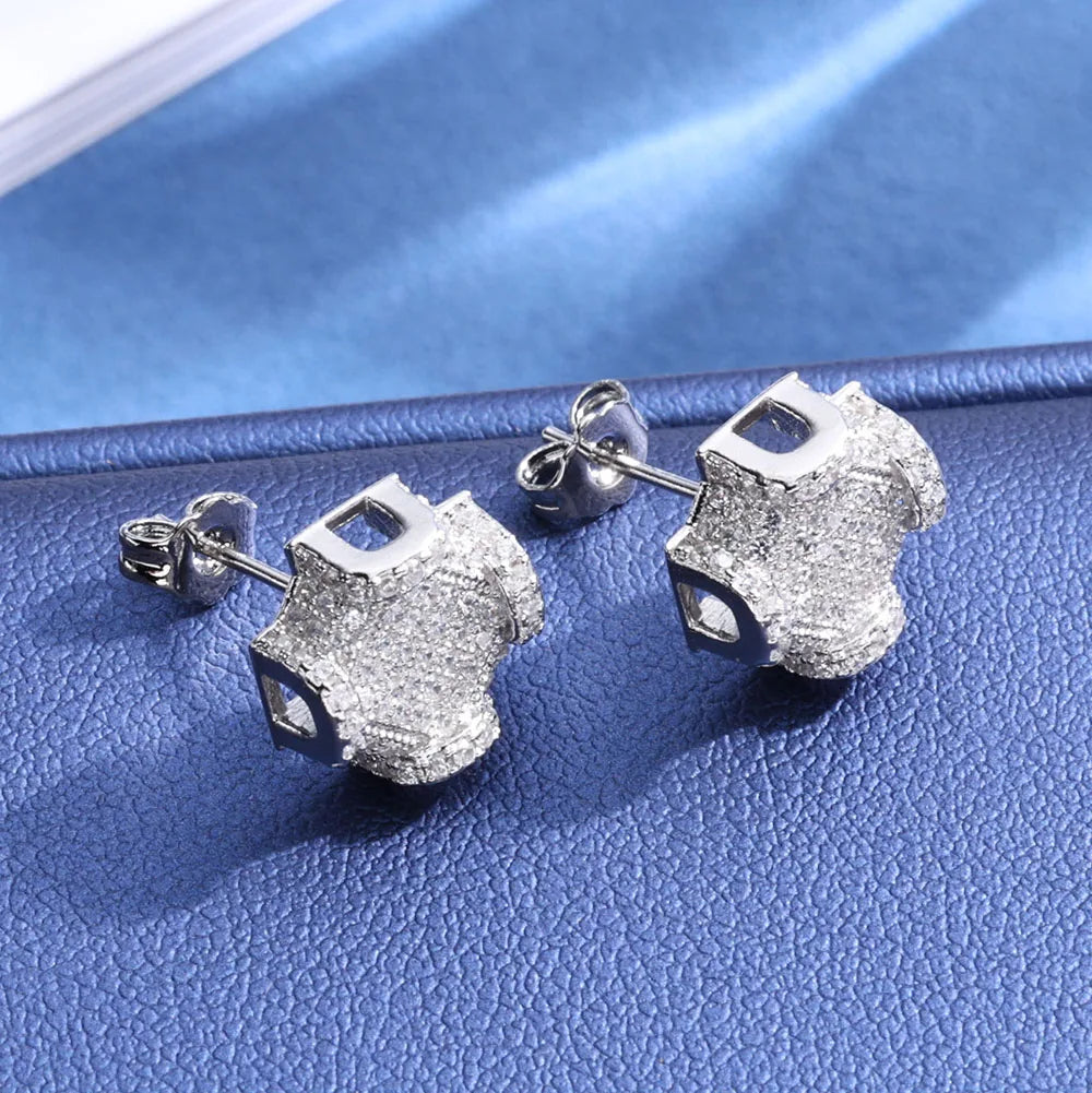 Vault592™ Brass Cubic Zirconia Geometric Earrings – Bold, Unique Timeless