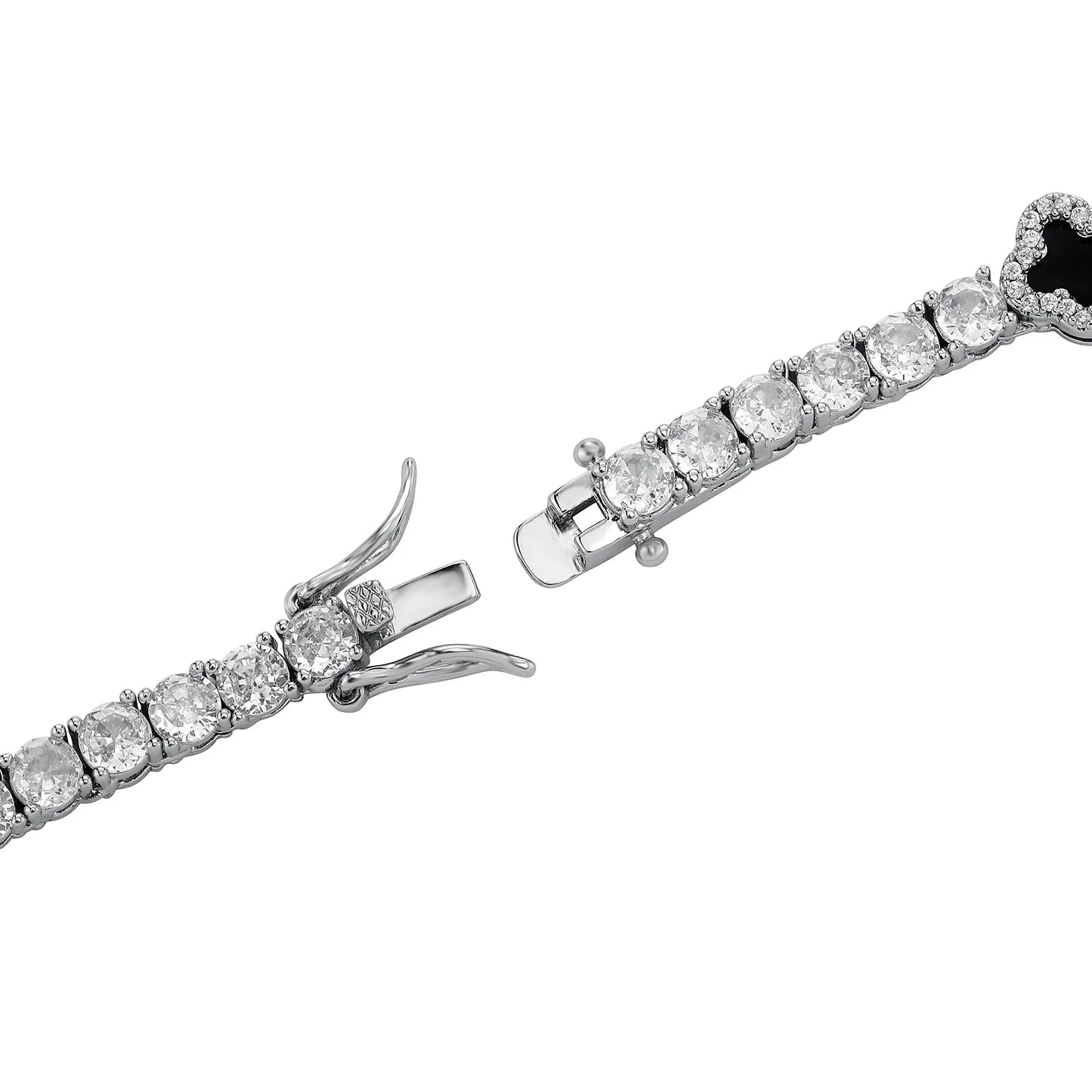 Vault592™ Iced Out Clover Tennis Chain & Bracelet Set – Bold, Stylish & Unique
