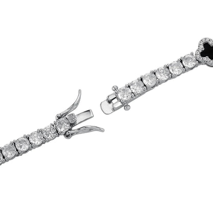 Vault592™ Iced Out Clover Tennis Chain & Bracelet Set – Bold, Stylish & Unique