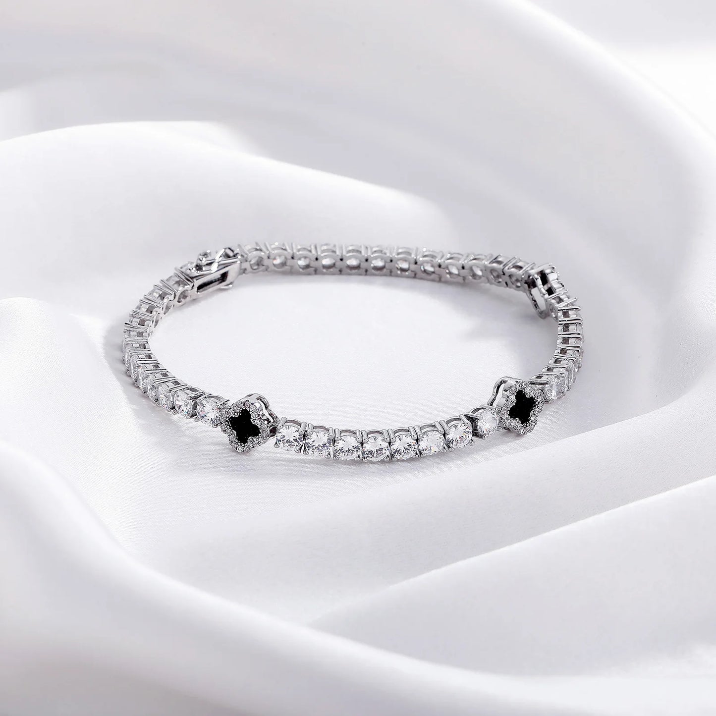 Vault592™ Iced Out Clover Tennis Chain & Bracelet Set – Bold, Stylish & Unique