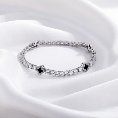 Vault592™ Iced Out Clover Tennis Chain & Bracelet Set – Bold, Stylish & Unique