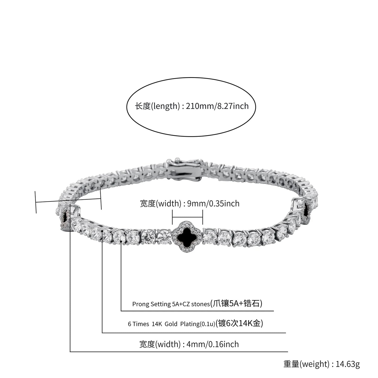Vault592™ Iced Out Clover Tennis Chain & Bracelet Set – Bold, Stylish & Unique