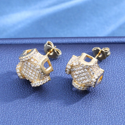 Vault592™ Brass Cubic Zirconia Geometric Earrings – Bold, Unique Timeless
