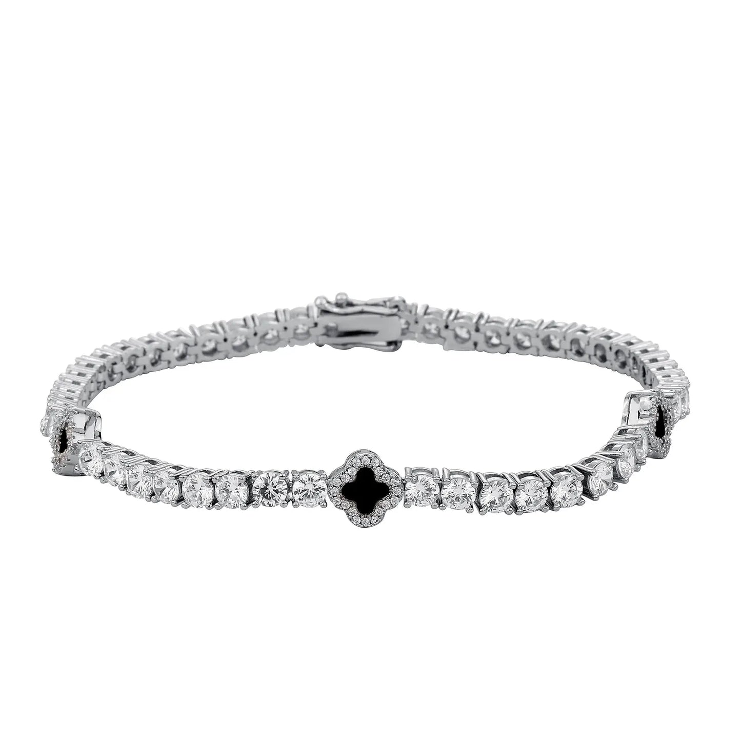Vault592™ Iced Out Clover Tennis Chain & Bracelet Set – Bold, Stylish & Unique