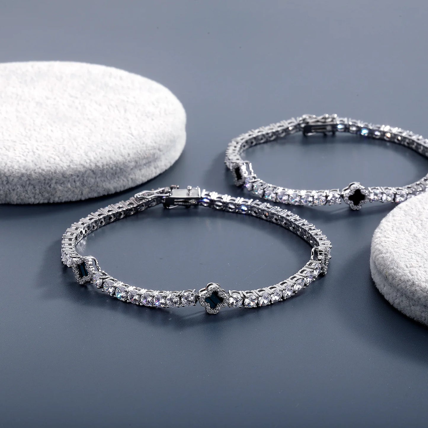 Vault592™ Iced Out Clover Tennis Chain & Bracelet Set – Bold, Stylish & Unique