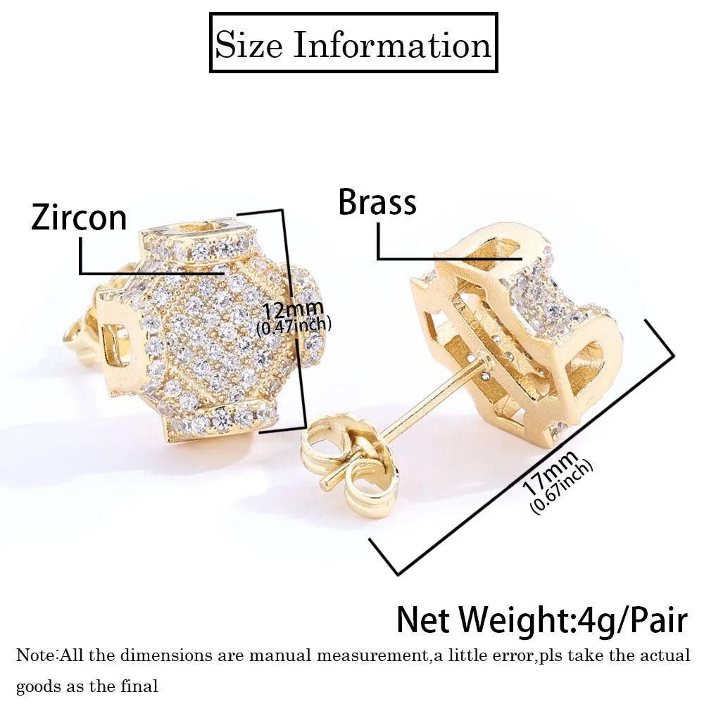 Vault592™ Brass Cubic Zirconia Geometric Earrings – Bold, Unique Timeless